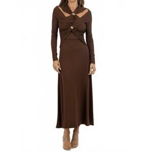 NEW INA FASHION zaire dress in brown/gold